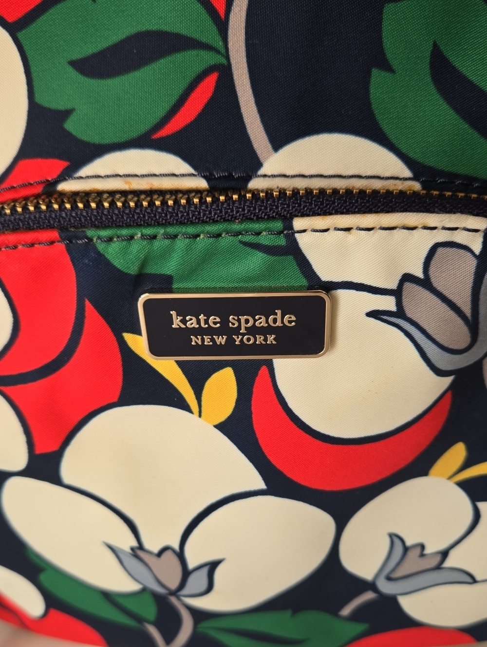 Kate Spade Floral Mini Backpack in Navy, White, Red & Green - Picture 2 of 16